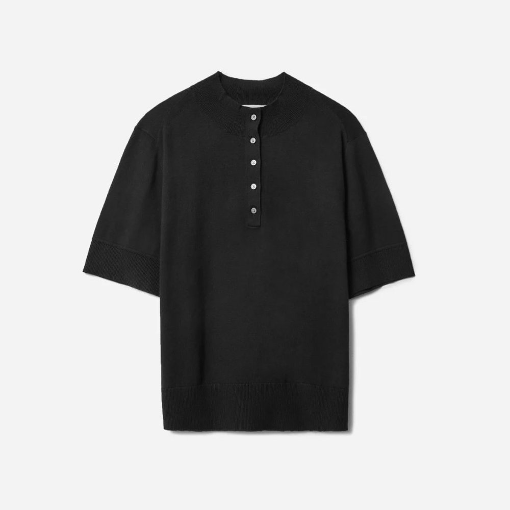 LIKE NEW Everlane Black Organic Button Mockneck! - Picture 8 of 14